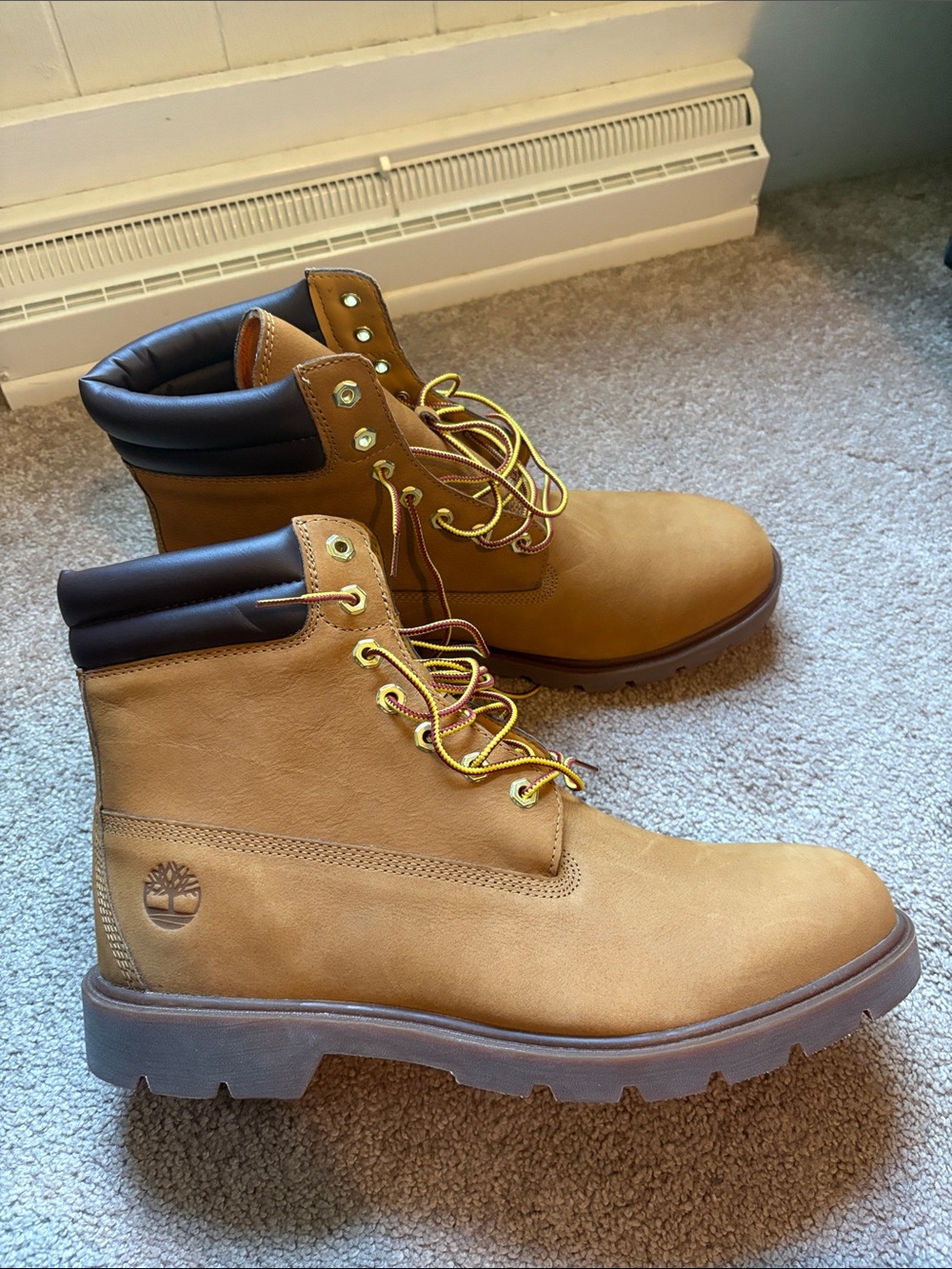 Timberland Wheat Nubuck Lace-Up Work Boots with Dark Collar
